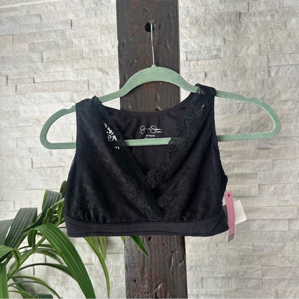 Jessica Simpson Black Lace Nursing Wrap  Bra Size M New with Tags